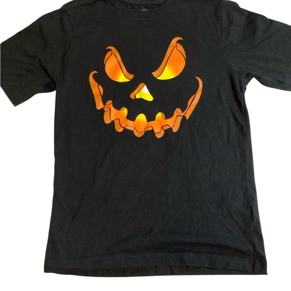 Black Halloween Pumpkin Face T-Shirt